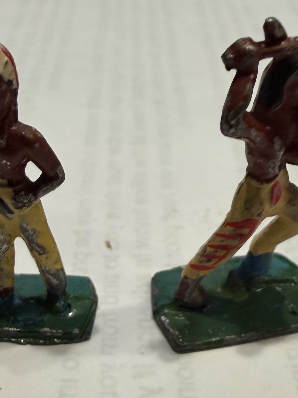 Set of (2)to metal vintage miniature native Americans figurines 1 inch